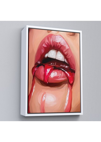 Çerçeveli Dekoratif Kanvas Tablo, Seksi Dudak TABLOSU-7698