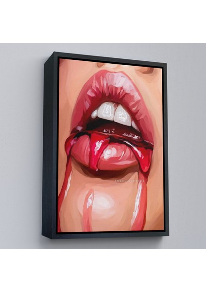 Çerçeveli Dekoratif Kanvas Tablo, Seksi Dudak TABLOSU-7698 fırsatları