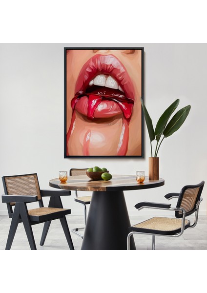 Çerçeveli Dekoratif Kanvas Tablo, Seksi Dudak TABLOSU-7698