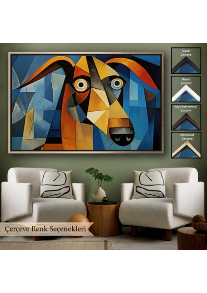 Çerçeveli Dekoratif Kanvas Tablo, Pablo Picasso Tarzında Soyut Köpek TABLOSU-7212