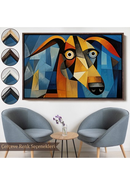 Çerçeveli Dekoratif Kanvas Tablo, Pablo Picasso Tarzında Soyut Köpek TABLOSU-7212