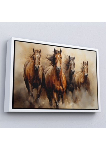 Çerçeveli Dekoratif Kanvas Tablo, Koşan Atlar TABLOSU-7244 fırsatları