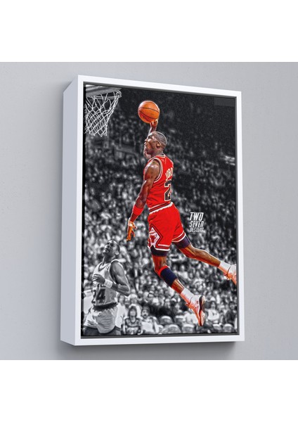 Çerçeveli Dekoratif Kanvas Tablo, Michael Jordan Smaç TABLOSU-7736