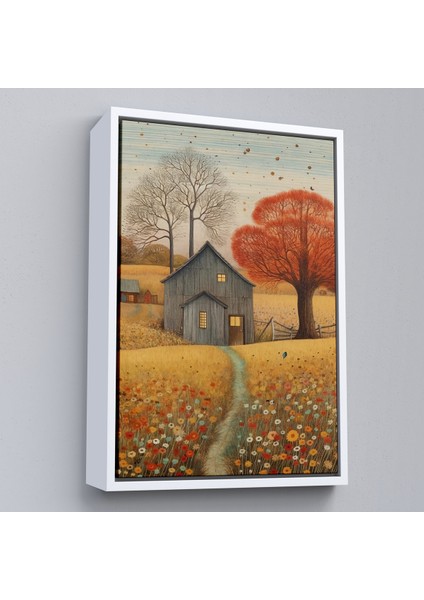 Çerçeveli Dekoratif Kanvas Tablo, Çayırdaki Ahır Evi TABLOSU-7531 fırsatları