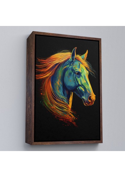 Çerçeveli Dekoratif Kanvas Tablo, Renkli Soyut At TABLOSU-7550