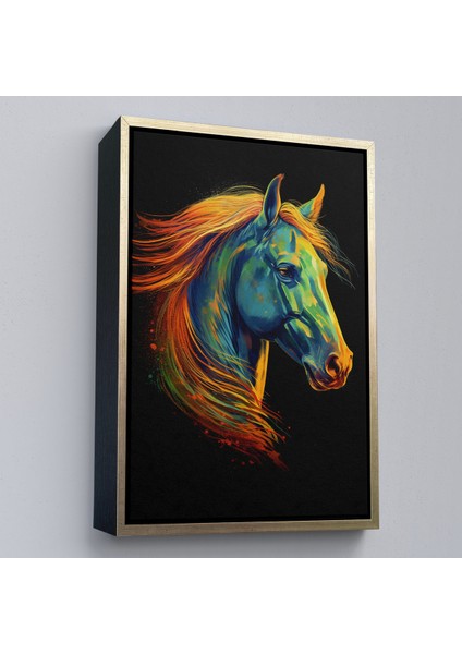 Çerçeveli Dekoratif Kanvas Tablo, Renkli Soyut At TABLOSU-7550 fiyatları