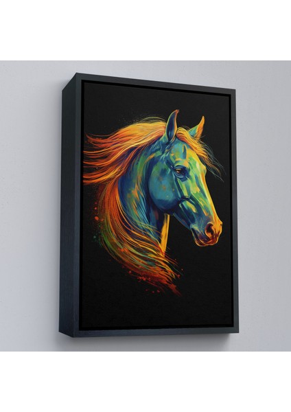 Çerçeveli Dekoratif Kanvas Tablo, Renkli Soyut At TABLOSU-7550 modelleri
