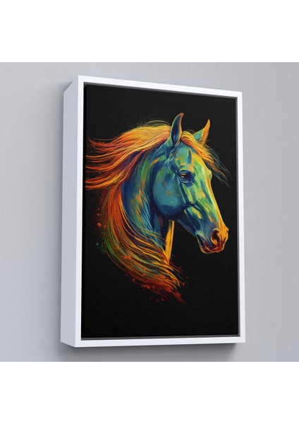 Çerçeveli Dekoratif Kanvas Tablo, Renkli Soyut At TABLOSU-7550 fırsatları