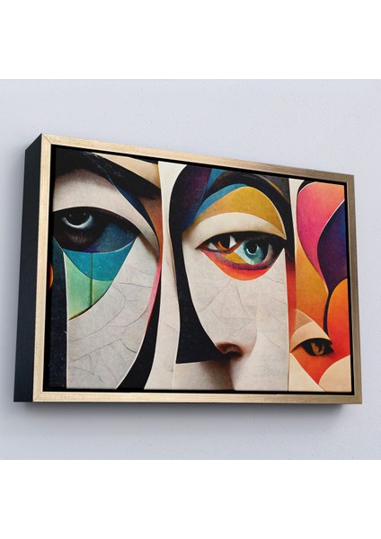 Çerçeveli Dekoratif Kanvas Tablo, Soyut Yüzler TABLOSU-7217