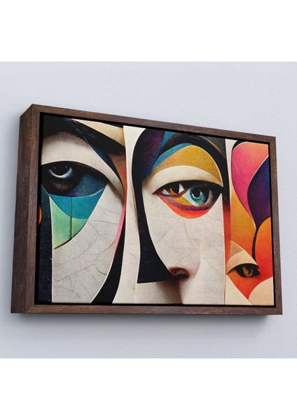 Çerçeveli Dekoratif Kanvas Tablo, Soyut Yüzler TABLOSU-7217 fiyatları