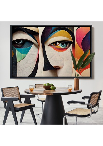 Çerçeveli Dekoratif Kanvas Tablo, Soyut Yüzler TABLOSU-7217