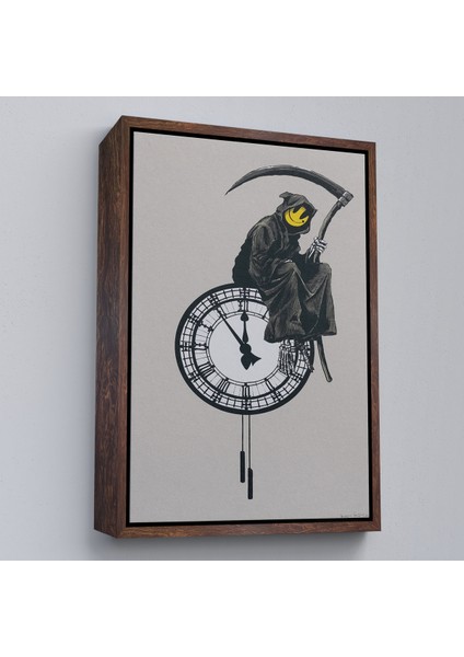 Çerçeveli Dekoratif Kanvas Tablo, Banksy - Gülen Azrail Tablosu - Grin REAPER-7313