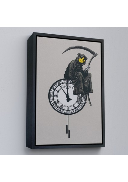 Çerçeveli Dekoratif Kanvas Tablo, Banksy - Gülen Azrail Tablosu - Grin REAPER-7313 modelleri