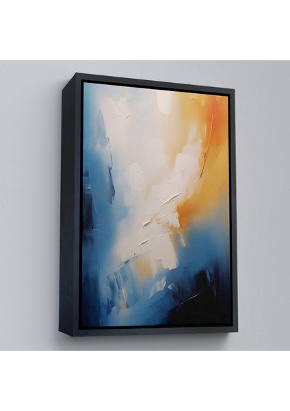 Çerçeveli Dekoratif Kanvas Tablo, Mavi Tonlardaki Yağlıboya Görünümlü TABLO-7602