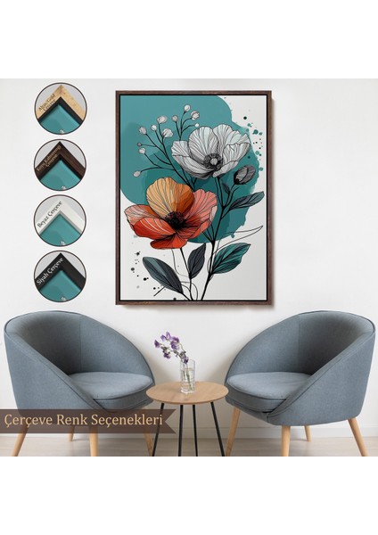 Çerçeveli Dekoratif Kanvas Tablo, Haşhaş Çiçekleri TABLOSU-7647