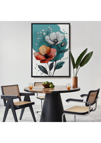 Çerçeveli Dekoratif Kanvas Tablo, Haşhaş Çiçekleri TABLOSU-7647