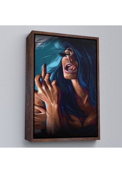 Çerçeveli Dekoratif Kanvas Tablo, Parmak Işareti Yapan Kadın TABLO-7725 fiyatları
