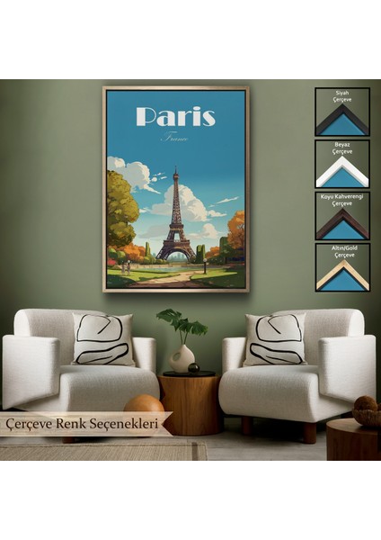 Çerçeveli Dekoratif Kanvas Tablo, Fransa Paris Eyfel Kulesi TABLOSU-7809