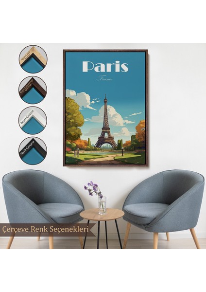 Çerçeveli Dekoratif Kanvas Tablo, Fransa Paris Eyfel Kulesi TABLOSU-7809