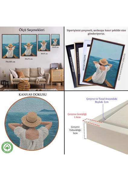 Çerçeveli Dekoratif Kanvas Tablo, Sandaltaki Kadın TABLO-7564 indirimleri