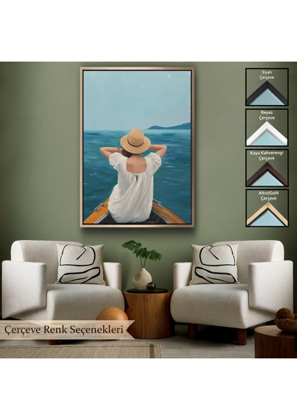 Çerçeveli Dekoratif Kanvas Tablo, Sandaltaki Kadın TABLO-7564