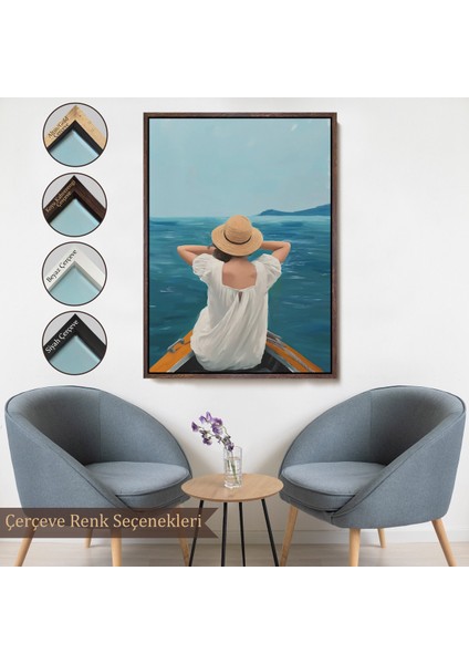 Çerçeveli Dekoratif Kanvas Tablo, Sandaltaki Kadın TABLO-7564