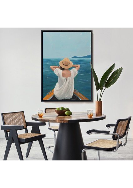 Çerçeveli Dekoratif Kanvas Tablo, Sandaltaki Kadın TABLO-7564