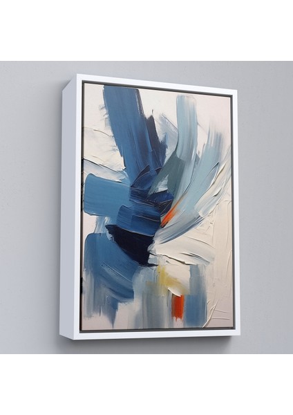Çerçeveli Dekoratif Kanvas Tablo, Mavi Tonlardaki Yağlıboya Görünümlü TABLO-7575