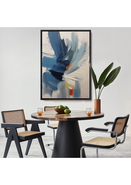 Çerçeveli Dekoratif Kanvas Tablo, Mavi Tonlardaki Yağlıboya Görünümlü TABLO-7575