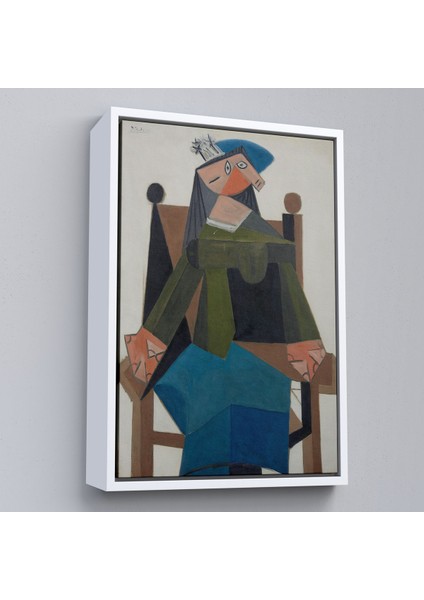 Çerçeveli Dekoratif Kanvas Tablo, Pablo Picasso - Koltukta Oturan Soyut Kadın TABLOSU-7295