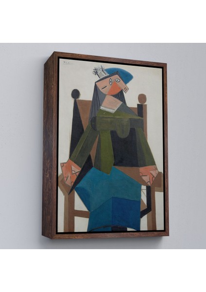 Çerçeveli Dekoratif Kanvas Tablo, Pablo Picasso - Koltukta Oturan Soyut Kadın TABLOSU-7295 fiyatları