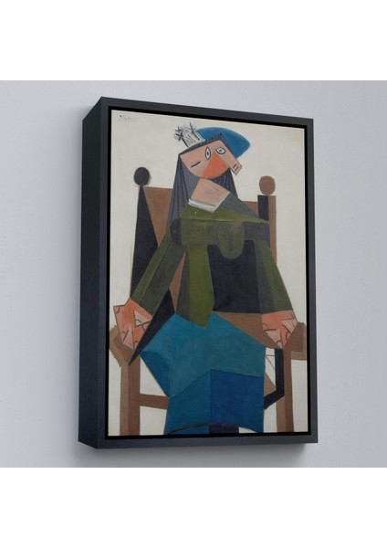 Çerçeveli Dekoratif Kanvas Tablo, Pablo Picasso - Koltukta Oturan Soyut Kadın TABLOSU-7295 fırsatları