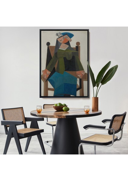 Çerçeveli Dekoratif Kanvas Tablo, Pablo Picasso - Koltukta Oturan Soyut Kadın TABLOSU-7295