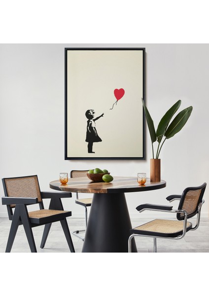 Çerçeveli Dekoratif Kanvas Tablo, Banksy - Balonlu Kız Tablo - Girl With BALLOON-7310