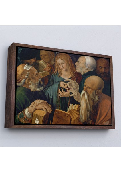 Çerçeveli Dekoratif Kanvas Tablo, Albrecht Dürer - Doktorlar Arasında Isa Tablosu --7255