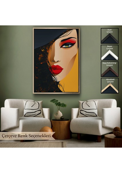 Çerçeveli Dekoratif Kanvas Tablo, Güzel Soyut Kadın TABLO-7638