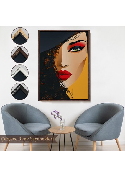 Çerçeveli Dekoratif Kanvas Tablo, Güzel Soyut Kadın TABLO-7638