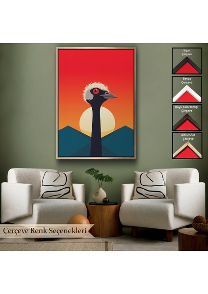 Çerçeveli Dekoratif Kanvas Tablo, Minimal Devekuşu TABLO-7652