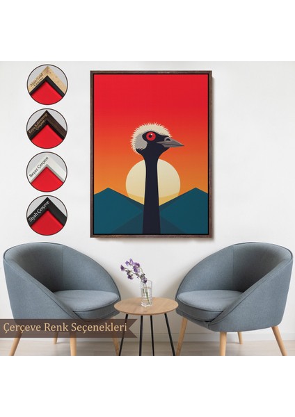 Çerçeveli Dekoratif Kanvas Tablo, Minimal Devekuşu TABLO-7652