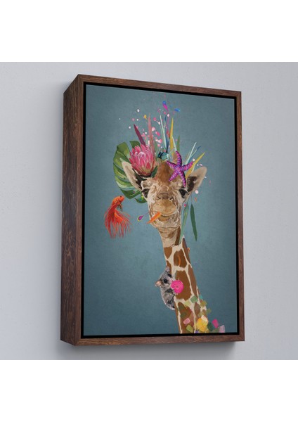 Çerçeveli Dekoratif Kanvas Tablo, Sevimli Zürafa TABLOSU-7748