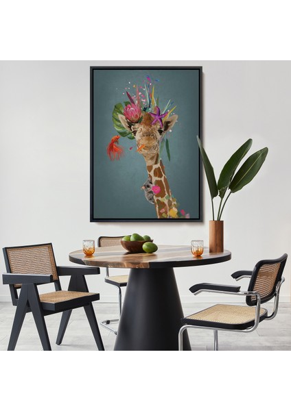 Çerçeveli Dekoratif Kanvas Tablo, Sevimli Zürafa TABLOSU-7748