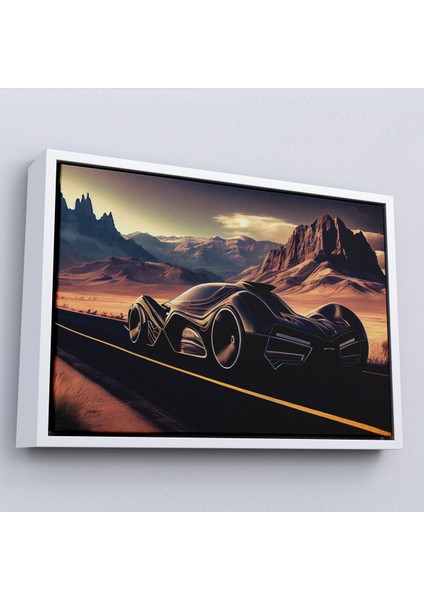 Çerçeveli Dekoratif Kanvas Tablo, Çöldeki Spor Araba TABLOSU-7274