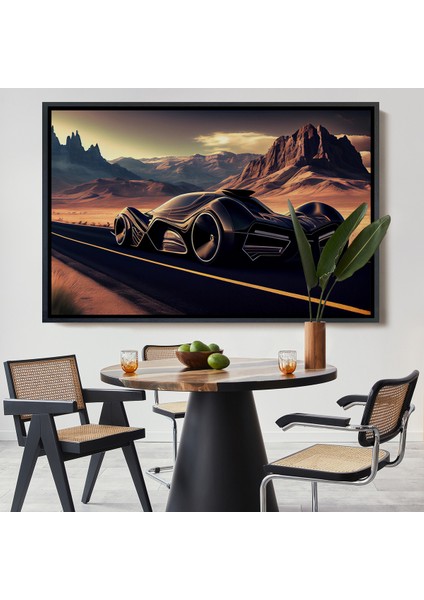 Çerçeveli Dekoratif Kanvas Tablo, Çöldeki Spor Araba TABLOSU-7274