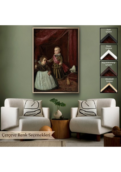 Çerçeveli Dekoratif Kanvas Tablo, Diego Velázquez - Prens Balthasar Charles Cüceyle Birlikte -7282