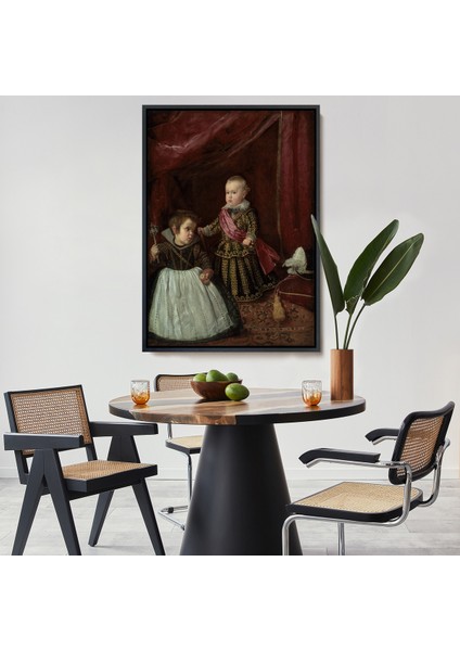 Çerçeveli Dekoratif Kanvas Tablo, Diego Velázquez - Prens Balthasar Charles Cüceyle Birlikte -7282