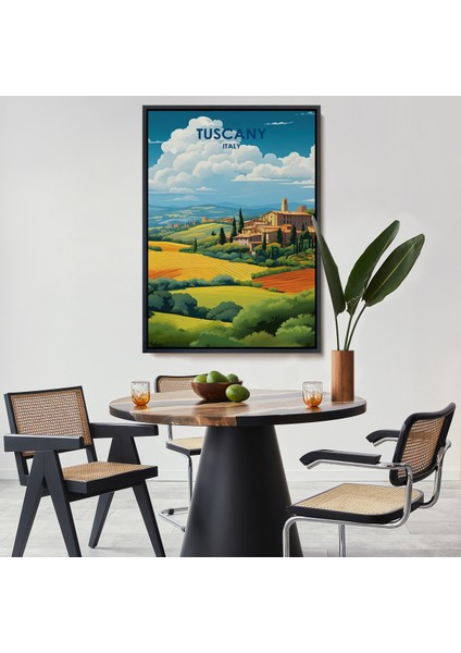 Çerçeveli Dekoratif Kanvas Tablo, Toskana Italya Tablosu - TUSCANY-7764