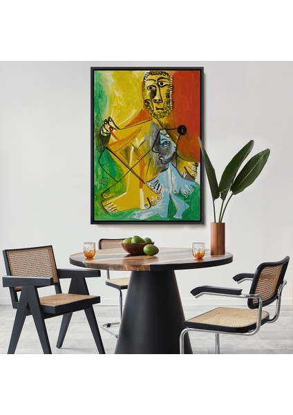 Çerçeveli Dekoratif Kanvas Tablo, Pablo Picasso - Adam ve Çocuk Tablosu - Homme Et ENFANT-7328