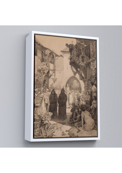 Çerçeveli Dekoratif Kanvas Tablo, Alphonse Mucha - Imparator Lothair ve Masum Papa TABLO-7342 fırsatları