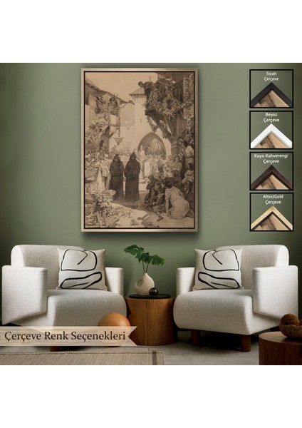 Çerçeveli Dekoratif Kanvas Tablo, Alphonse Mucha - Imparator Lothair ve Masum Papa TABLO-7342