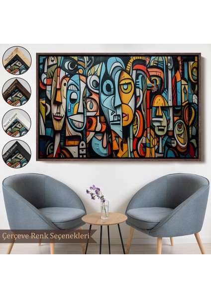 Çerçeveli Dekoratif Kanvas Tablo, Kübizm Grafiti TABLOSU-7227